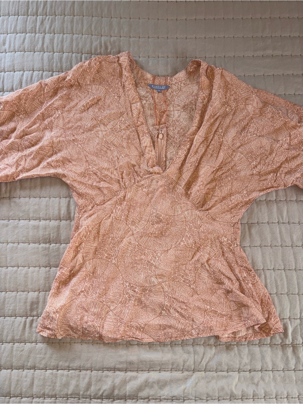 Manaola Peach Floral V-Neck Tunic